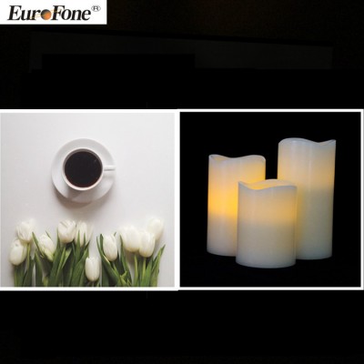 3pc set flameless real wax dripping remote control led candles